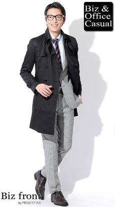 黒ビジネスコートの40代メンズコーデ例
