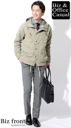 千鳥格子チェックパンツとアウター・コートのコーディネート例