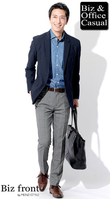 グレンチェックパンツとジャケットのコーディネート例