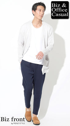 ライトブラウン・明るい茶靴×ネイビーパンツのコーデ例