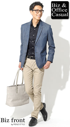 ストレッチジャケット×シャツコーデ例