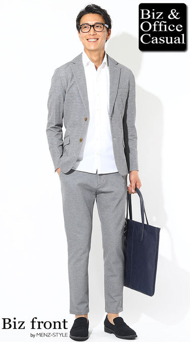 ライトグレーパンツ×カジュアルジャケットの春メンズコーデ