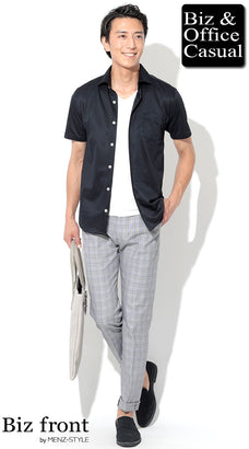 夏のチェックパンツコーディネート例