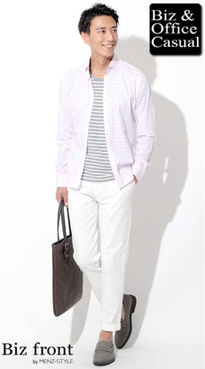 春のピンクシャツコーデ例