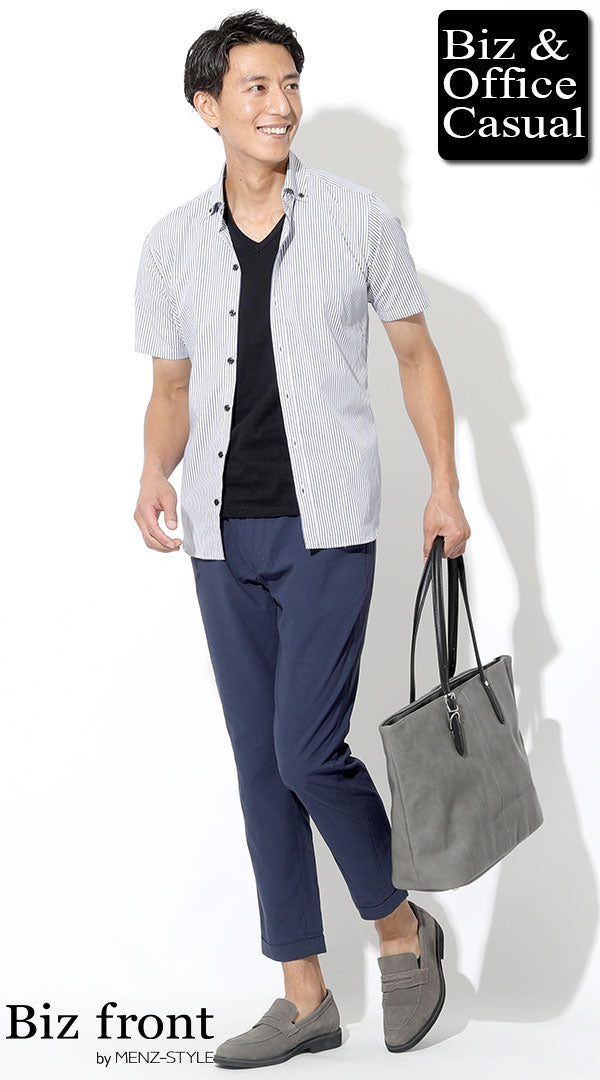 半袖シャツの重ね着コーデ例