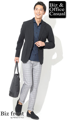 グレンチェックパンツとジャケットのコーディネート例