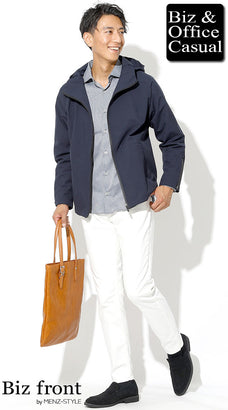 白｜スキニーパンツ・細身のスリムパンツとアウター・コートのコーデ例