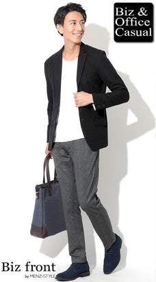 ストレッチジャケット×カットソー・tシャツコーデ例