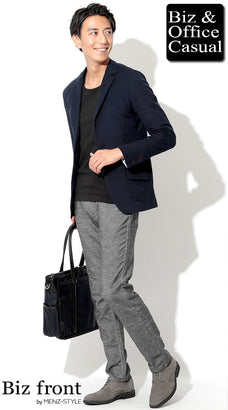 ストレッチジャケット×カットソー・tシャツコーデ例