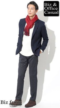 冬のグレンチェックパンツコーデ例