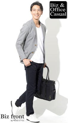 ストレッチジャケット×カットソー・tシャツコーデ例