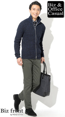 スーツ×ニット・セーターコーデ｜女性ウケのいいウォームビズの服装