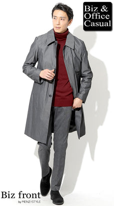 グレービジネスコートの40代メンズコーデ例