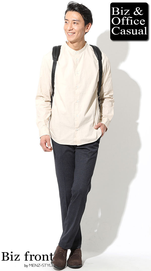 センタープレスパンツのメンズコーデ例