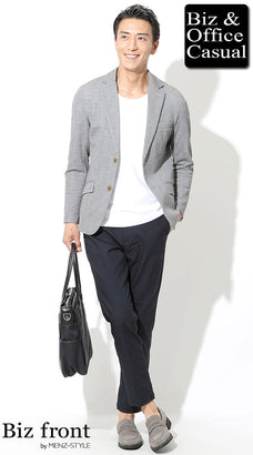 ストレッチジャケット×カットソー・tシャツコーデ例