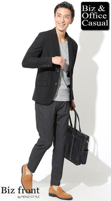 ストレッチジャケット×カットソー・tシャツコーデ例