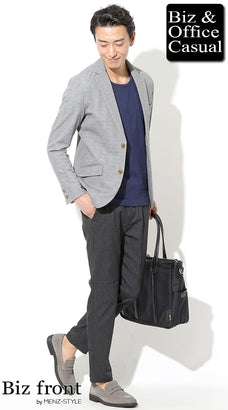 ストレッチジャケット×カットソー・tシャツコーデ例