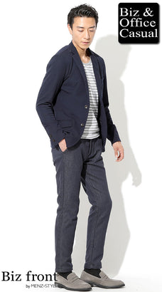 ストレッチジャケット×カットソー・tシャツコーデ例