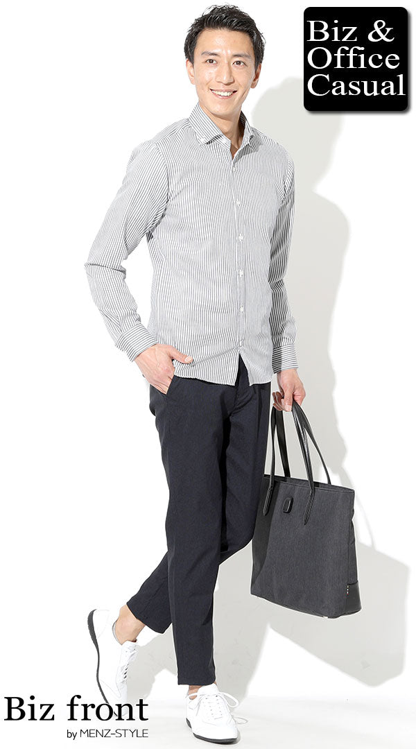 シワになりにくいシャツのカジュアルコーデ例