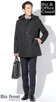 フード付きコートメンズコーデ例