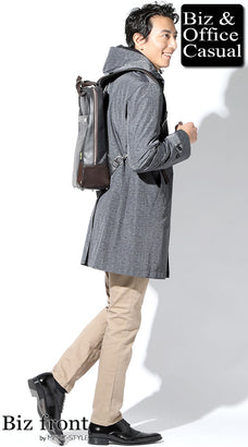 フード付きコートメンズコーデ例