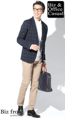 ネイビージャケットの冬コーデ例