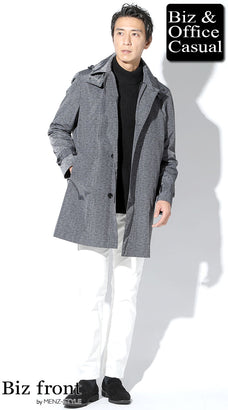 黒タートルネックニットセーターのコーデ例