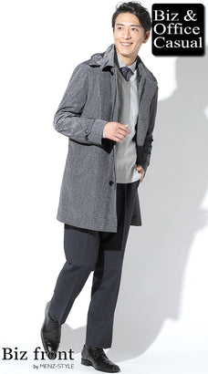 フード付きコートメンズコーデ例