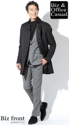 ジャケット・コートとハイネック・モックネックニットセーターのコーデ例