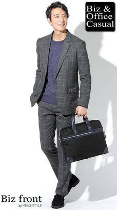 ジャケットのインナーにニットのジャケパンコーデ例