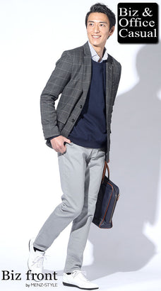 ジャケパンの秋冬のノーネクタイコーデ