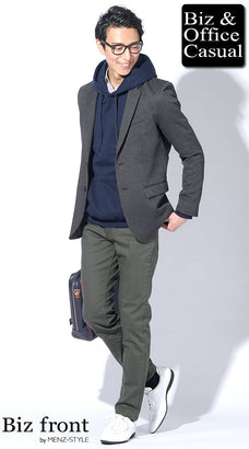 ジャケット×パーカーコーデ例