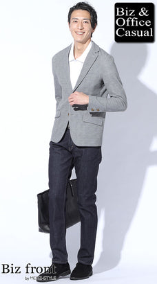 ポロシャツとジャケットのコーデ例