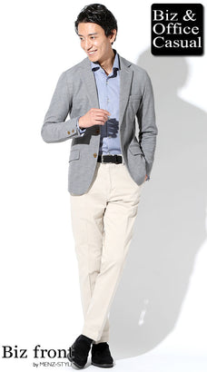 50代ぽっちゃり男性におすすめのストレッチジャケット×シャツ×スラックスの快適オフィスコーデ