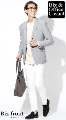 夏ジャケット×シャツのコーデ例