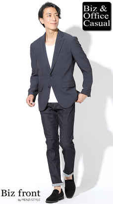 夏ジャケット×シャツのコーデ例