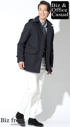 冬の白パンツ50代メンズコーデ例