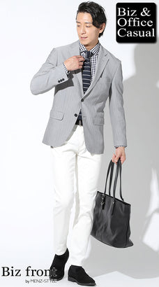 夏ジャケット×シャツのコーデ例