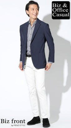 夏ジャケット×シャツのコーデ例