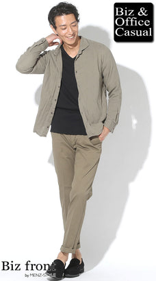 秋服シャツのメンズコーデ例