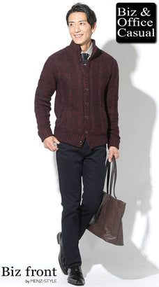 スーツ×ニット・セーターコーデ｜女性ウケのいいウォームビズの服装