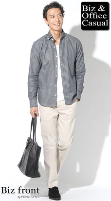 秋の白パンツ50代メンズコーデ例