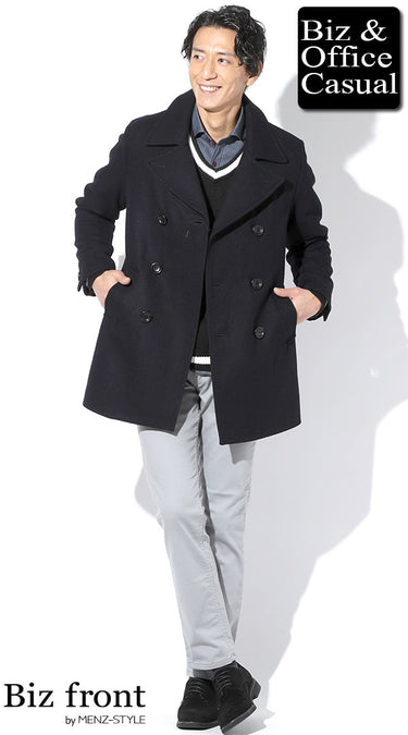 グレーチノパンツ×コートの冬コーデ