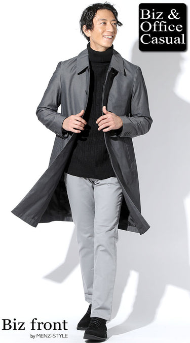 グレーチノパンツ×コートの冬コーデ