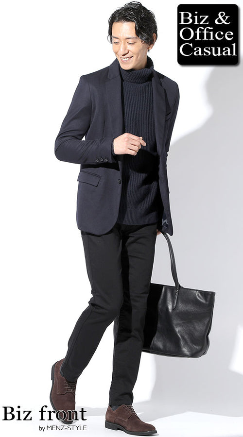 メンズにおすすめのネイビーニットコーデ