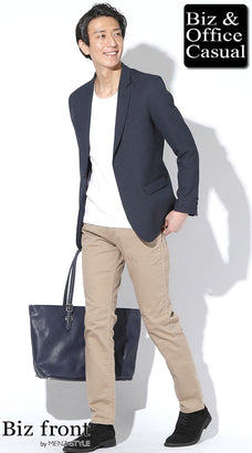 40代ネイビージャケットコーディネート