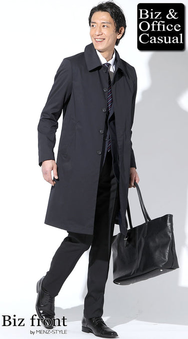 ネイビージャケットに合うカジュアルコート・ロングコートのコーデ