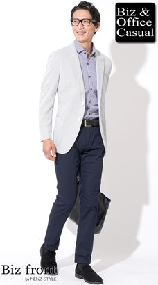 春の60代メンズジャケットコーディネート例