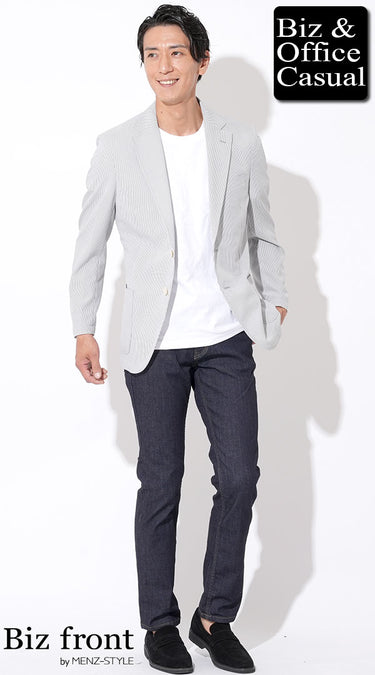 40代の落ち着きある大人のジャケット×ジーンズコーデ