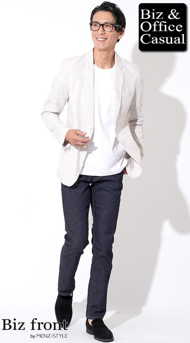 40代の落ち着きある大人のジャケット×ジーンズコーデ